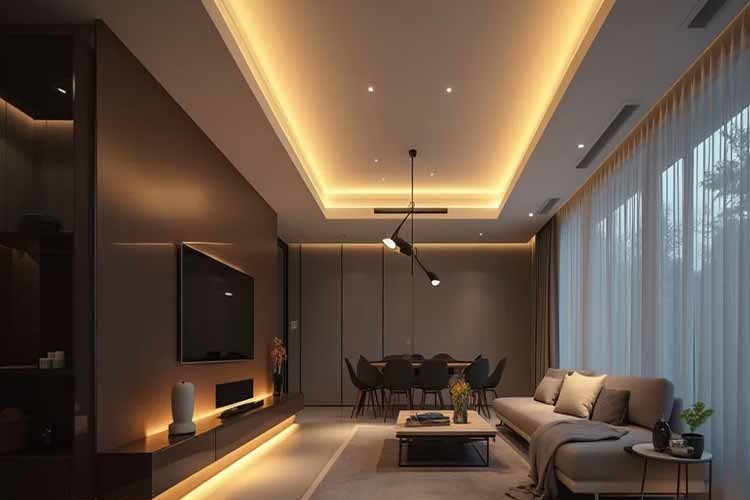 قرنیز گچی و نور خطی