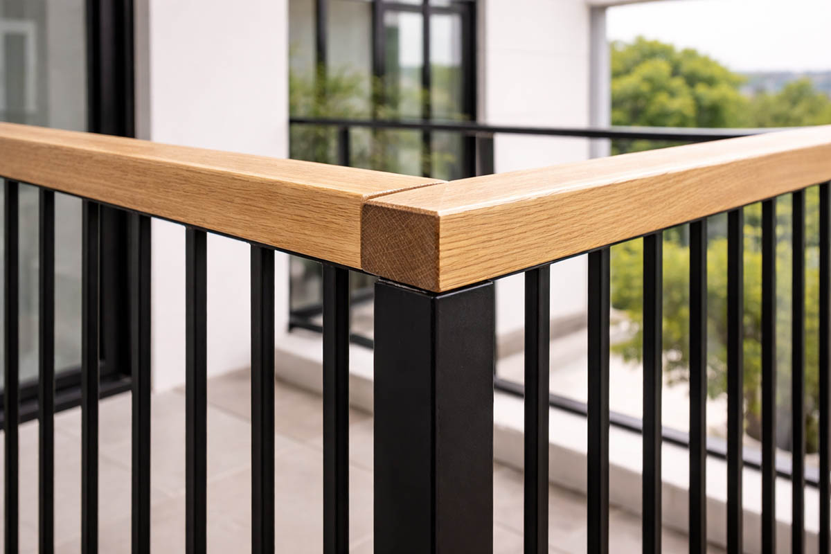 نرده ترکیب فلز و چوب